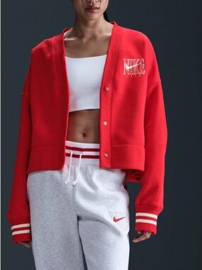 NWT Nike Sportswear Phoenix Fleece Women's Over-Oversized Graphic Cardigan Sz L